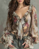 Elegant Lotus Print Blouse