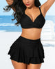 Solid Colour High-Waisted Lace Bikini