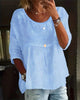 Casual Round Neck Top with Stripe Print