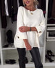 Trendy Button-Front Solid Colour Crew Neck Sweater
