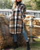 Plaid Coat with Lapel Buttons
