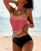 Printed Triangle Tankini with Full Coverage Bottom