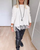Casual Solid Colour Sweater with Fringe