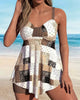 Printed Two-Piece Tankini with Boxer Bottom