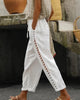 Cotton-Linen Cut-Out Pants with Lace Panel
