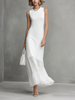 White Silk-Chiffon Sleeveless Dress