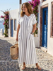 Elaris | Striped Tie-Neck Midi Dress