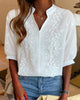 Solid Colour Short-Sleeve V-Neck Blouse