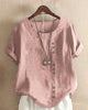 Solid Colour Button-Front Short-Sleeve Top