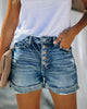 Mid-Rise Button-Front Denim Shorts