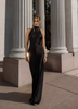 Aisha – Satin maxi dress with waterfall neckline