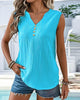 Solid Pleated Button-Front Tank Top