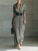 Zahara - Pleated long dress with a belt