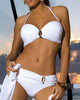 Solid Colour Backless Bikini with Removable Straps