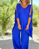 Solid Colour Two-Piece Set with Half Sleeves
