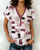 Casual V-Neck T-Shirt with Geometric Print