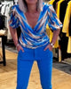 Casual Print Top with Deep V-Neck