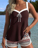 Ribbed Tankini with Printed Boxer Shorts
