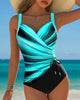 Contrast Drawstring One-Piece Swimsuit