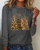Long-Sleeve Top with Christmas Tree Graphic