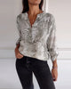Sequin Patchwork Top with Leaf Print