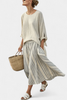 Aurcyn | Loose Blouse & Striped Midi Skirt