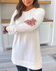 Long-Sleeve Round Neck Solid Colour Top