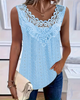 Cutout Lace-Insert Sleeveless Tank Top