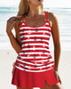 Striped Print Tankini Set with Straps