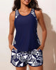 Two-Piece Tank Swimsuit with Geometric Print