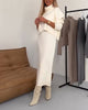 Elegant Solid Colour High-Neck Sleeveless Sweater Dress Set
