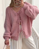 Relaxed Lace-Up Cardigan in Solid Colour