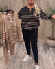Casual Two-Piece Set with Striped Ankle-Length Sweatpants