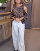 Off-Shoulder Leopard Print Blouse