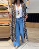 Long-Sleeve Leopard Print Coat with Buttons