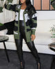 Camouflage-Print Cardigan Jacket