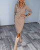 Solid Colour Dress & Button-Front Jacket Set