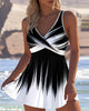 One-Piece Dress Swimsuit with Contrast Ombre Print