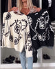 Long-Sleeve Sweater with Leaf Print