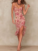 Rose - Blush Floral Ruched Midi Dress