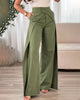 Casual Wide-Leg Pants with Crossover Design