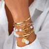 Gold Snake, Pearl & Link Bracelet Set