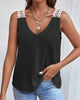 Casual Waffle-Knit Lace-Trim Tank Top