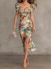 Carmen - Retro Floral Ruched Midi Dress