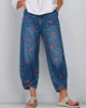 Heart Print Ankle Denim Pants