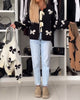 Lace-Up Cardigan with Beading and Bow