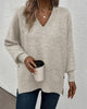 V-Neck Lantern-Sleeve Sweater