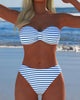 High-Waisted Striped Triangle Two-Piece Swimsuit