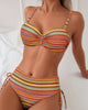 Striped Print Two-Piece Swimsuit with Bra Top