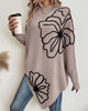 Relaxed Floral Sweater with Leg-of-Mutton Sleeves